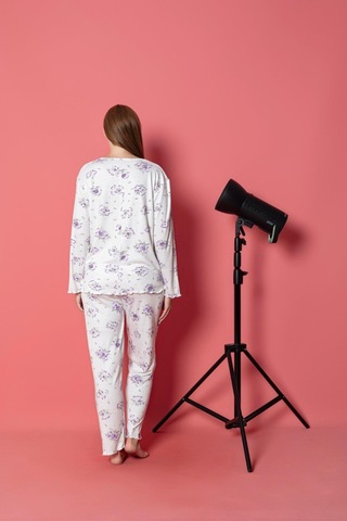 Yüksek Kalite Bambu İnterlok Kadın Pijama Takımı P5046 LILA