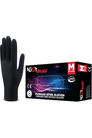 BEYBİ NJOY Pudrasız Siyah Muayene Eldiveni (Medium)