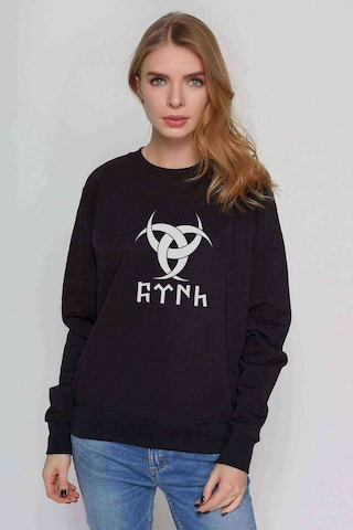 Göktürk Türk Teşkilatı Mahsusa Baskılı Siyah Kadın Sweatshirt