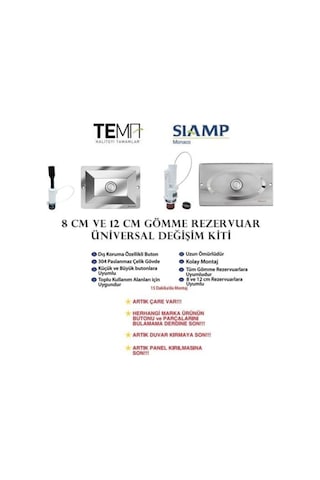 Tema Siamp Universal Gömme Rezervuar Değişim Kiti Parlak Krom 8cm Diğer
