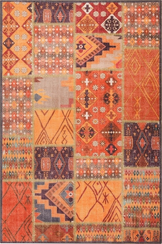 Jazz Patchwork Desenli Dokuma Taban Dekoratif Renkli Halı Al 332 Bej