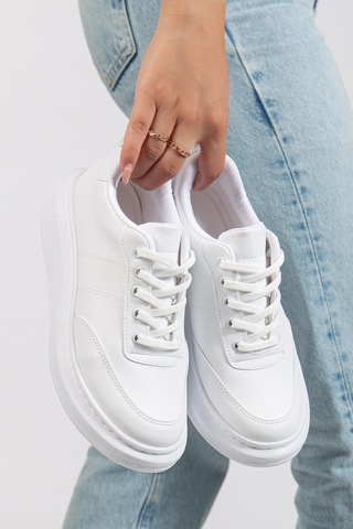 Erceka Aynalı Bağcıklı Kadın Spor Ayakkabı Günlük Kullanıma Uygun Sneaker Siyah-beyaz Ve Fileli Beyaz Siyah