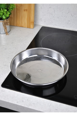 Paslanmaz Çelik Fırın Börek Tepsi Sunum Tabağı 23,5 Cm 1 Adet Gümüş