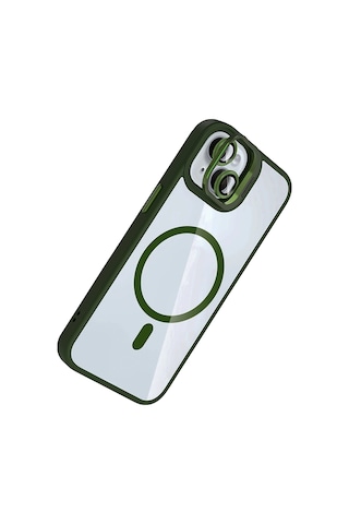 Joko - 887 - Apple iPhone Uyumlu 15 Plus Remim Lensli Magsafe Standlı Kapak - - Glblseme - Koyu Yeşil