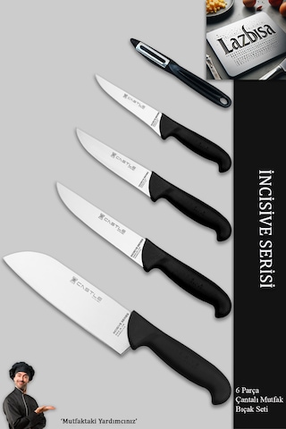 Incisive Serisi 6 Parça Mutfak Bıçak Seti Mavi Çantalı İncisive