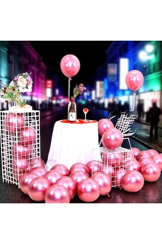 Ultra Yüksek Kalite 50adet Pembe Krom Balon Aynalı Balon Parlak Balon Metalik Balon Krom Pembe Balon PEMBE