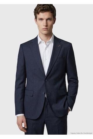 Ramsey Antrasit Düz Modern Fit %100 Yün Takım Elbise