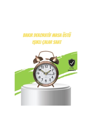 Nostaljik Bronz Metal Alarmlı Masa Saati Büyük Boy Dekoratif Ve Şık Tasarım Diğer 80518348