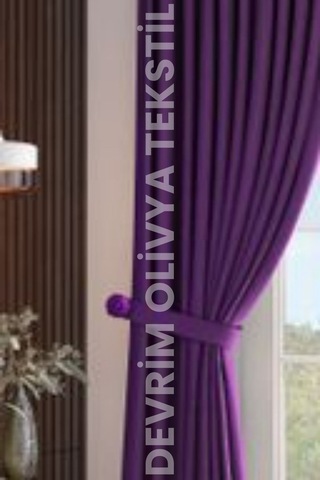 Shy Tekstil Lüks 1. Sınıf Özel Dikim Füme Blackout Fon Perde - Işık Geçirmez, Ekstraforlu Karartma Mor
