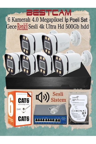 6 Kameralı 4 Mp İp Poeli Set Gece Renkli Sesli 4k Ultra Hd 500 Gb 6 Kameralı 4 Mp İp Poeli Set Gece Renkli Sesli 4k Ultra Hd 500 Gb
