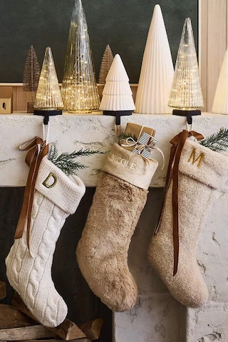 Crate & Barrel Ribbed Clear Glass Christmas Trees Set 3 Modern Cam Ağaçlar Yılbaşı Dekorları Şeffaf
