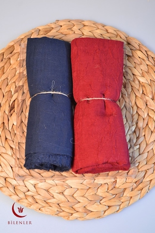Bilenler Bambu Kraş Şal 75x210 Cm Nefes Alabilir, Terletmez, Tok Duruşlu Mevsimlik Kumaş 2'li Kutu Bordo