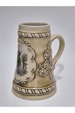Vintage Tankart Wf Kematen 1993 İbareli Kabartmalı Alman Seramik Bira Bardağı 16,5cm