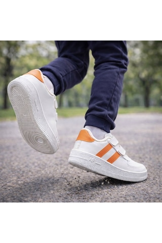 Papucumun Dünyası Günlük Bebek Çocuk Sneaker Cırt Cırt Bantlı Spor Ayakkabı Yürüyüş Ayakkabısı Turuncu