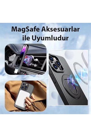 Ally İphone 15 Pro İçin Magsafe Uyumlu Yüzük Standlı Manyetik Silikon Kılıf- 5775