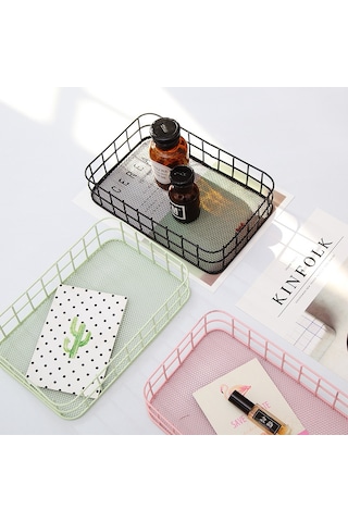 Qingmipy Güçlü Demirden Yapılmış Pembe Kalp Desenli İçindekilerini Düzenleyen Masaüstü Organizer Sepeti - Odalarınızı Tidy Ve Şık Hale Getirin