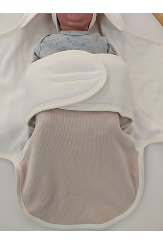 %100 Pamuklu Bebek Kundak Battaniyesi Uyku Tulumu Kız/erkek 0-9 Ay Ortopedik Nakış Detaylı Bej