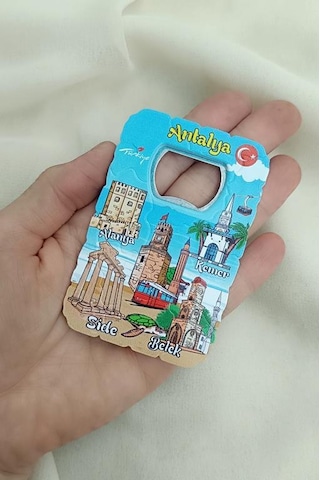 Magnet Açacak Gazoz Şişe Açacağı Mıknatıslı Buzdolabı Süsü Turizm Antalya Görselli Çok Renkli