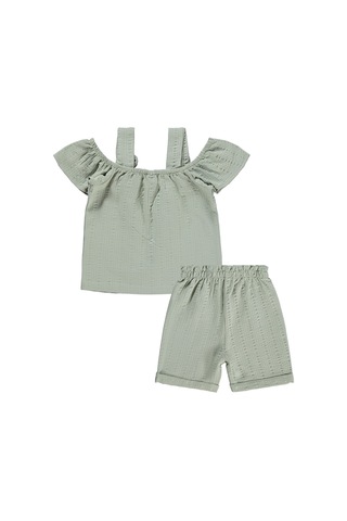 Civil Baby Fiyonk Askılı Şortlu 6-18 Ay Takım - Yeşil Çağla Yeşili