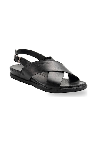 Forelli Fujı-g Kadın Comfort Deri Sandalet Siyah