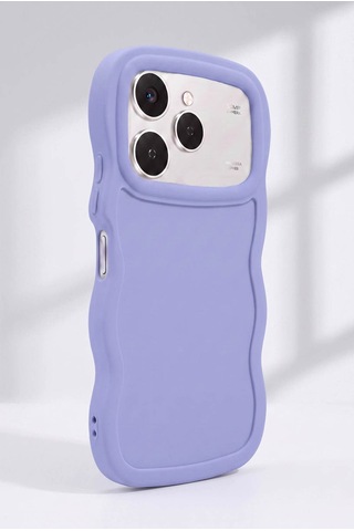 Tecno Spark40-4g Km5 Uyumlu Dalgalı Tasarım Kamera Korumalı Mat Silikon Telefon Kılıfı-54227 Mor