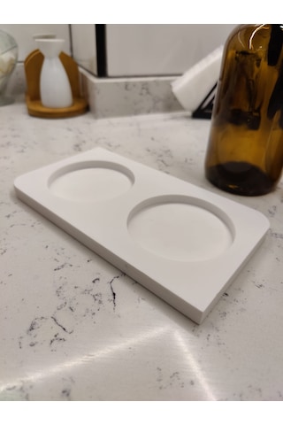 Corian Kırılmaz Mermer 2'li Sabunluk Standı & Yağdanlık Standı