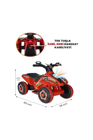 Power Led Işıklı Ve Müzikli Akülü Atv 6 V -kırmızı Kırmızı