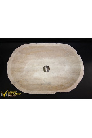 Traverten Elips Kaya Lavabo