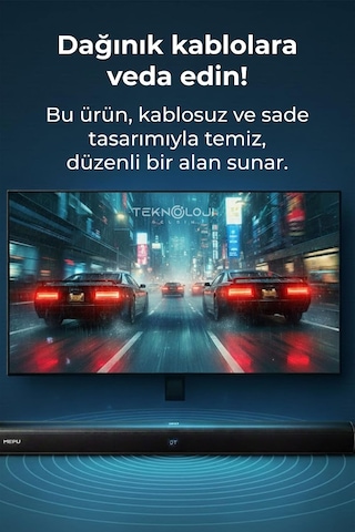 Hp-tv05 Soundbar Kablosuz Ev Sinema Sistemi 80w Stereo Hd Ses Led Ekranlı Bluetooth Uzaktan Kumandalı 100x7x10 Cm 2 Y