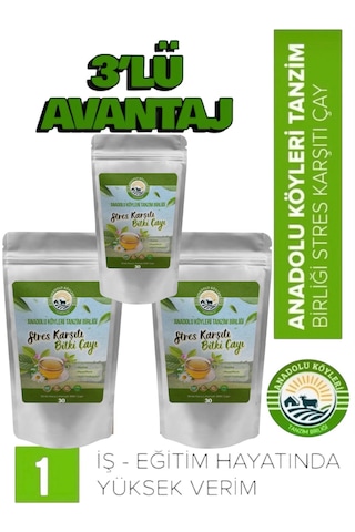 3 Paket Anadolu Köyleri Tanzim Birliği Relax Çay Melisa Passiflora Ve Hint Fesleğeni 3x30 Adet