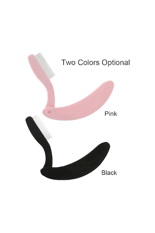 Vkemall Katlanabilir Paslanmaz Çelik Dişli Göz Kirpik Fırçası Ve Kaş Tarama Aracı - Pembe