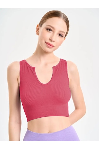 Mistirik Florio Model Seamless Örme Kumaş Sıkılaştırıcı Bluz Biker Crop Model Bordo Renk Bordo