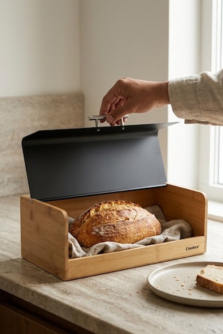 Cooker Viona Metal Kapaklı Bambu Ekmek Kutusu Ckr4540 Siyah