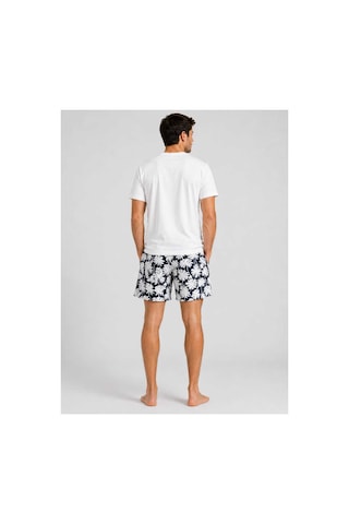 Pijamask Erkek Baskılı Şortlu Pamuklu Yazlık Pijama Takımı Beyaz