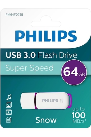 Phılıps 64gb Usb Bellek, 3.0 Snow Mor/beyaz - Fm64fd75b/00
