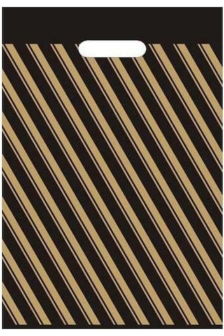 Siyah Takviyeli Mağaza Poşeti Çizgili No 2 26X38 Cm 50 Adet 50 Adet