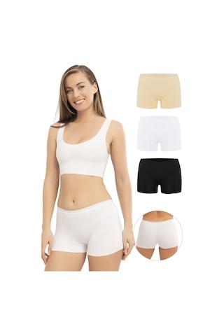 Basic Lazer Kesim Dikişsiz Kadın Boxer Külot 3'lü Paket Renkli Çok Renkli