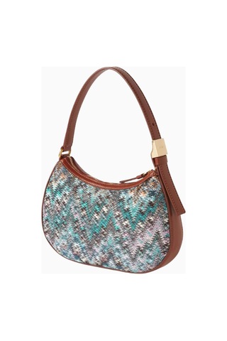 Missoni Mıssonı Lurex Örgü Mini Zigzag Hobo Çanta, Italyan Zarafeti & Dayanıklı El Çantası Açık Mavi