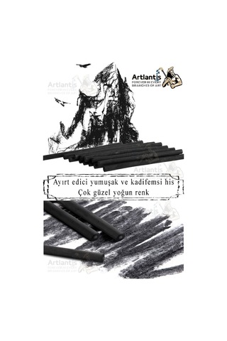 Kömür Çubukları Doğal Füzen 12 Li 1 Paket Eskiz Karakalem Çizim Gölgeleme Kömürü Siyah Willow Charcoal Hobi Sanat