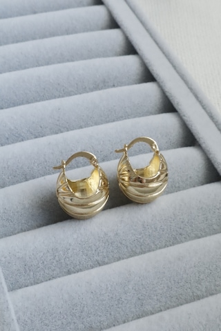 Kadın Küpe Kararmaz 14k Renk Vip Seri Top Koza Model 2cm Küpe Altın