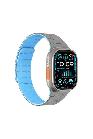Watch 7 45mm Amazingthing Smoothie Sport Magnetik Tak Çıkar Silikon Strap Kayış Gri-mavi
