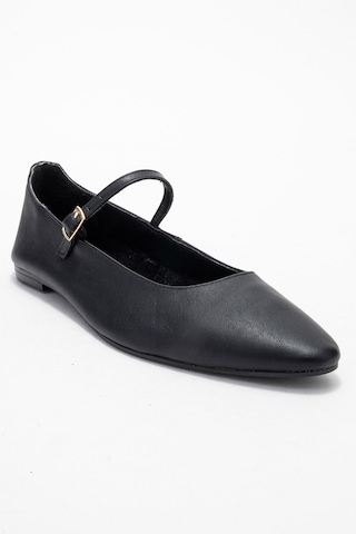 Luvishoes Luvi Shoes Lunaıre Siyah Hakiki Deri Tek Bantlı Sivri Burun Kadın Babet Ayakkabı Siyah