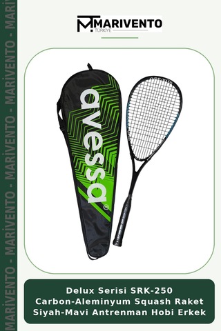Delux Serisi Srk-250 Carbon-aleminyum Squash Raket Siyah-mavi Antrenman Hobi Erkek Mavi - Siyah