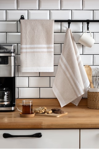 Vionel Home 45x65 2'li Kurulama Bezi, %100 Pamuk Yüksek Su Emici Bej