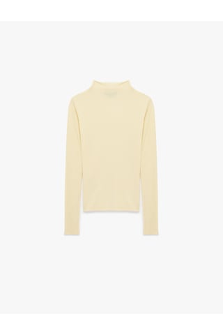 Koton Koyun Yünü Karışımlı Slim Fit Uzun Kollu Dik Yaka Tişört Sarı 6sak50020pk