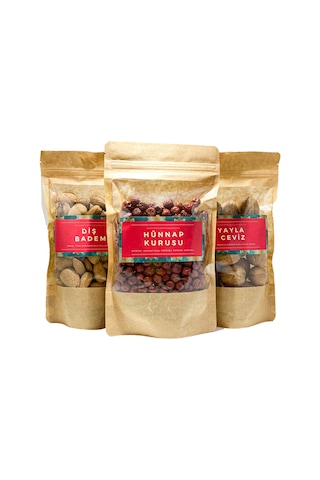 Guruyemiş Box Tuzlu Atıştırma Paketi Badem 400 G Hünnap 200 G Ceviz 250 G
