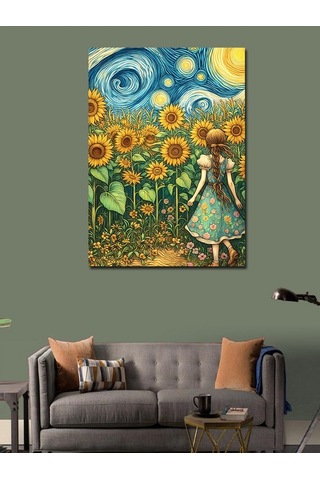 Kanvas Tablo Ay Çiçekleri Ve Kız 70cmx100cm