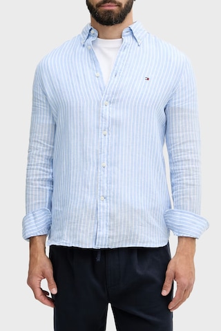 Tommy Hilfiger Çizgili Keten Regular Fit Uzun Kollu Gömlek Erkek Gömlek Mw0mw42400 0a5 Mavi-beyaz