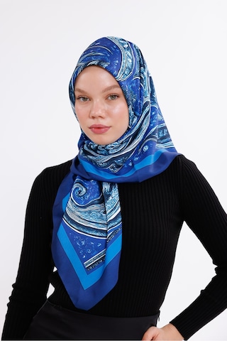 Tarzını Seç Gece Dalgaları Desenli Şifon Saten Eşarp - 100x100 Cm