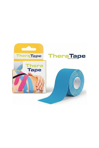 Thera Tape Kinesio Sporcu  Bandı Yüz & Vücut Uyumlu Kinezyo Bant Mavi 5 CM x 5 M